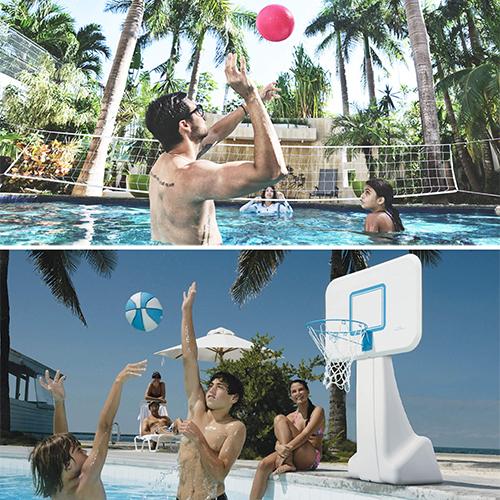 sweet pool セット PoolSport Stainless Combo Pool Basketball Hoop & Pool Volleyball