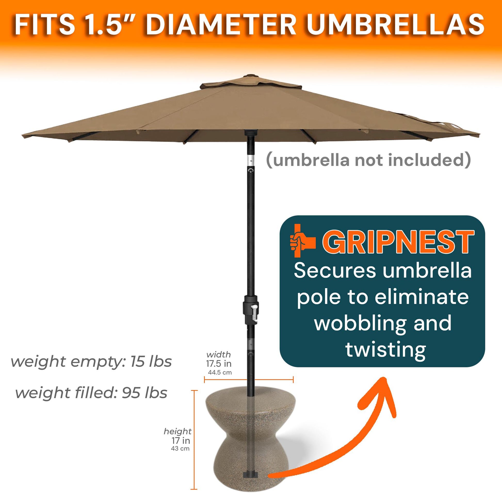 Dunn-Rite ShadeTable Water-Filled Pool Umbrella Outdoor Base and Side Table, Fits 1.5 Dunn-Rite ShadeTable Water-Filled Pool Umbrella Outdoor Base and Side Table, Fits 1.5