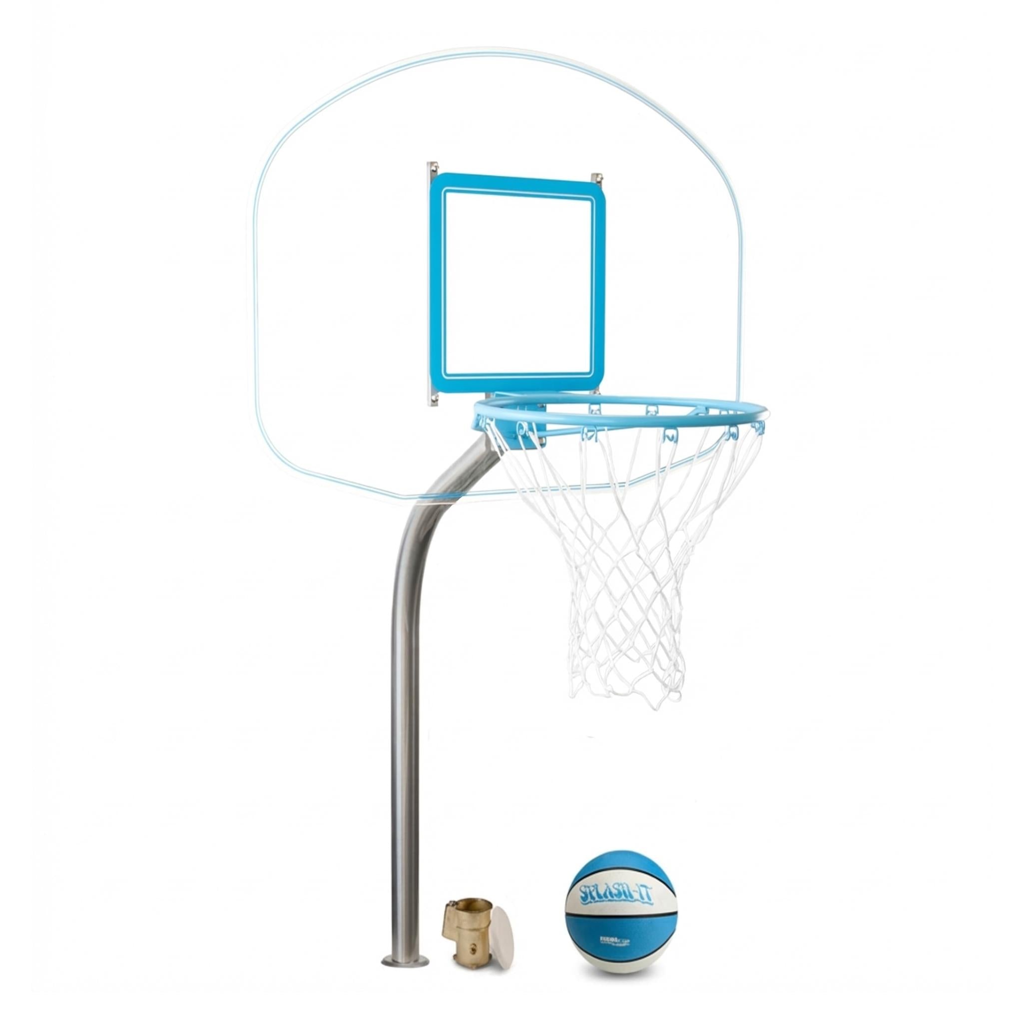 Regulation Clear Hoop Deck-Mounted Pool Basketball Hoop, Clear  (2 & 3/8" Post)