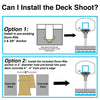 Deck Shoot pool basketball installation guide showing anchor options for concrete pool decks