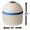 Dimensions of the solar buoy are 20 inches tall by 20 inches wide