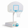 white and aqua pool basketball hoop