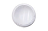 Bottom view of white plastic dome cap used for covering pool hardware or support posts, rounded for safety and aesthetics