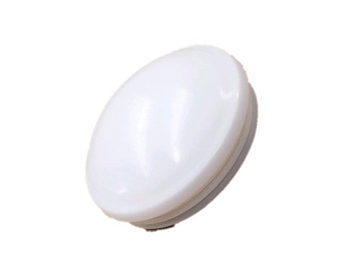 White plastic dome cap used for covering pool hardware or support posts, rounded for safety and aesthetics
