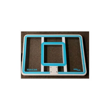 Clear polycarbonate replacement backboard for Splash & Slam pool basketball hoop with teal trim and mounting bracket