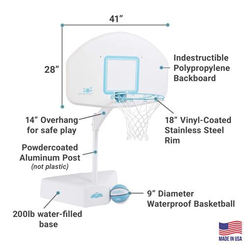 Splash & Shoot White Pool Basketball Hoop, Aqua specifications