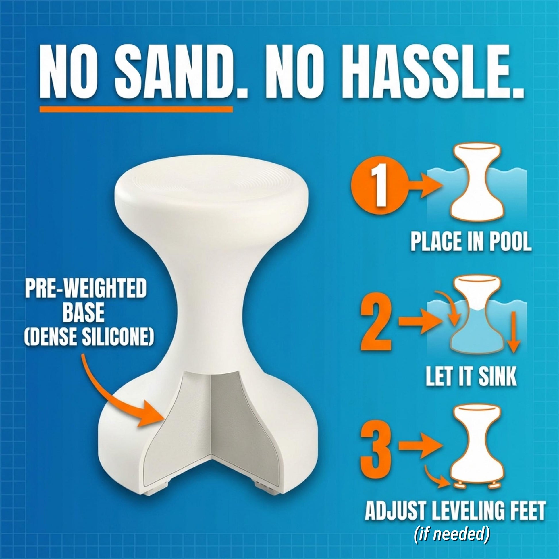 White pool barstool with instructions on a blue background