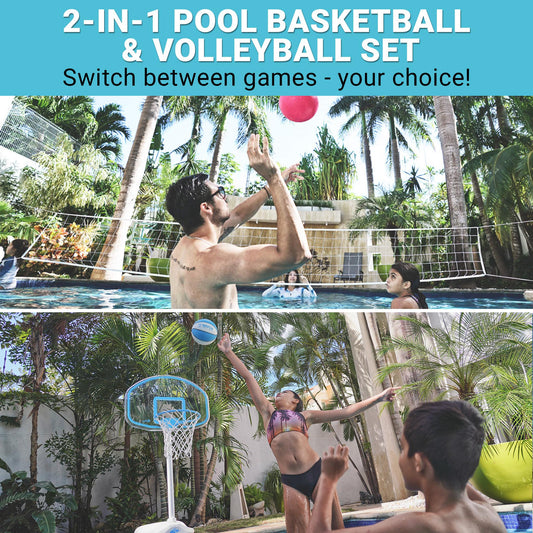 Clear Shot Combo Water-Filled Basketball and Volleyball Pool Game Set