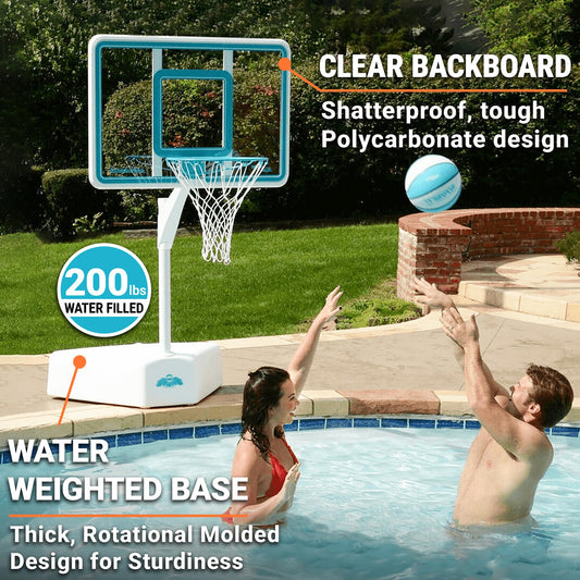 Splash & Shoot Clear Pool Basketball Hoop, Aqua
