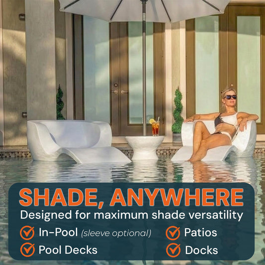 ShadeTable Water-Filled Pool, Patio & Dock Umbrella Table, Sandstone