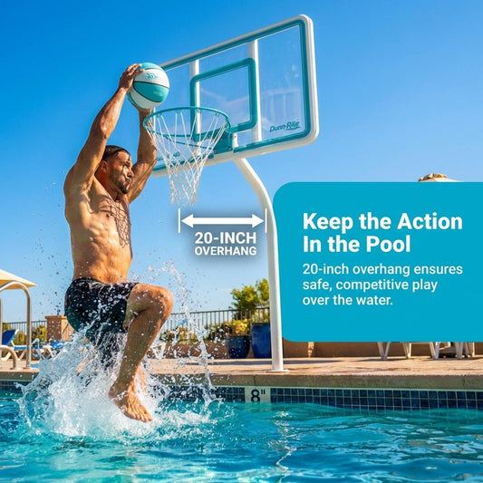 Deck Shoot Deck-Mounted Pool Basketball Hoop, Clear (2 & 3/8" Post)