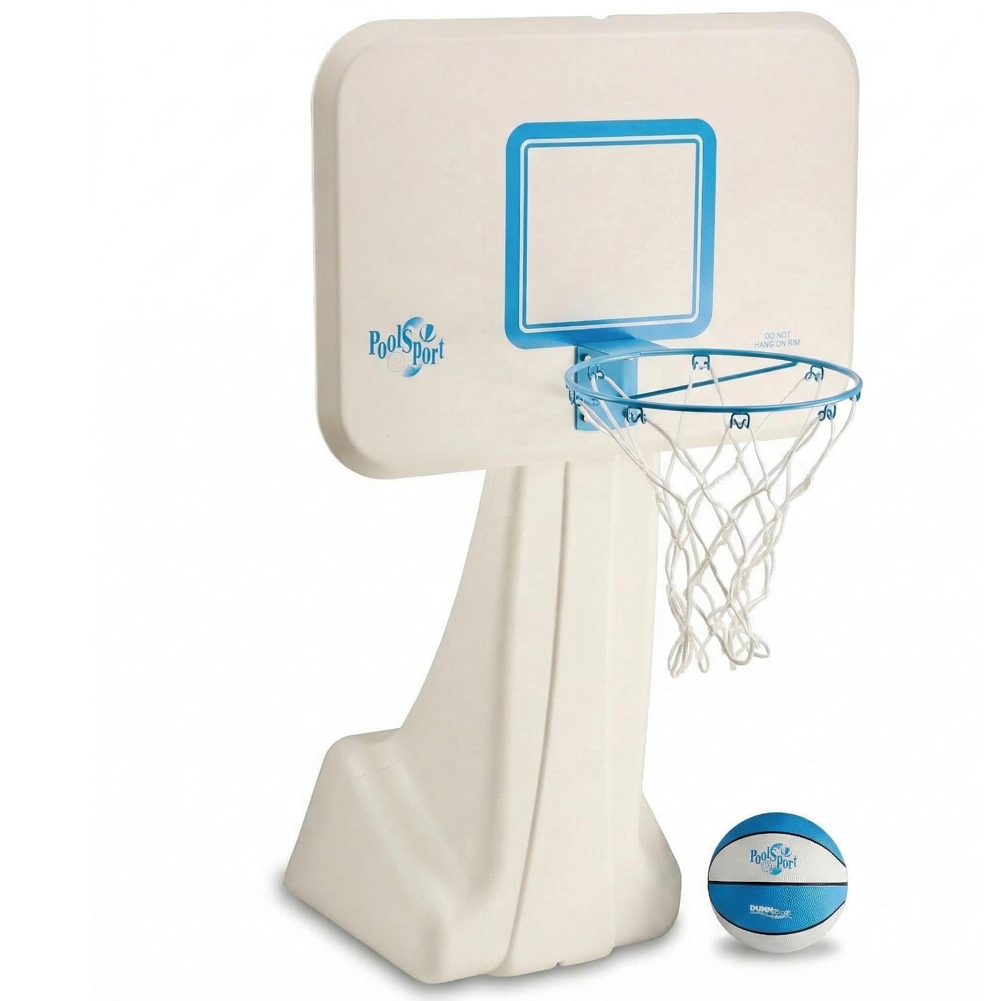 Blue and white poolsport pool basketball hoop with white and blue basketball