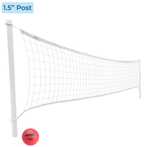 ProVolly pool volleyball set with white net, 1.5 inch post system, and pink waterproof ball