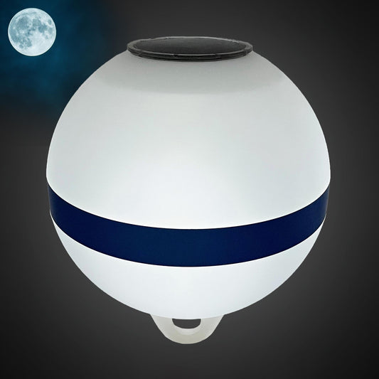 Solar Powered Self-Illuminating Buoy With Light Engine - 14" - Mooring (White & Blue)
