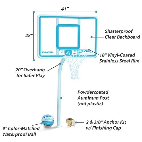 Deck Shoot Deck-Mounted Pool Basketball Hoop, Clear (2 & 3/8
