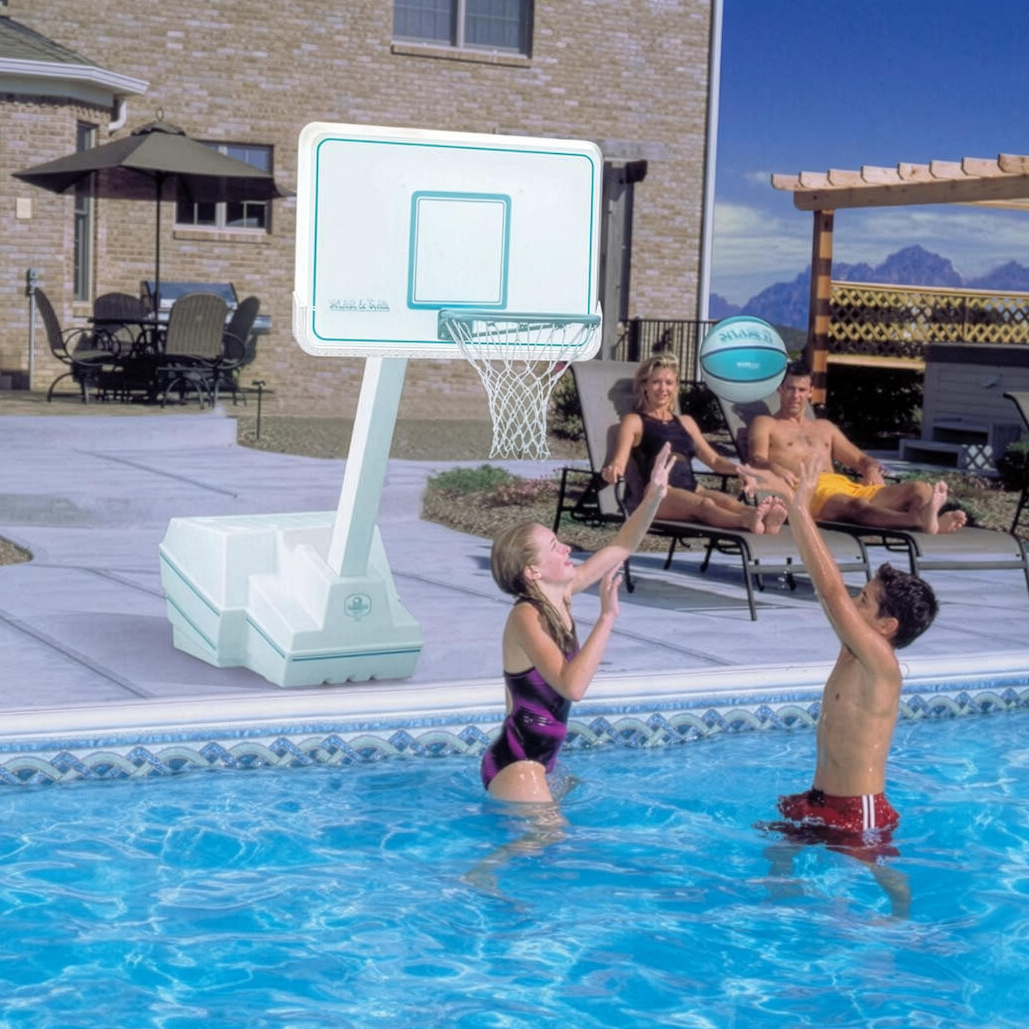 Splash and Slam White Pool Basketball Hoop (Non-Break Away System)