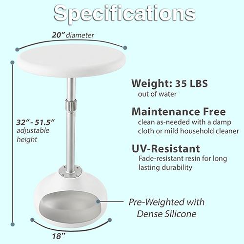 Adjustable Height Submersible Swim-Up Pool Bar Table (32