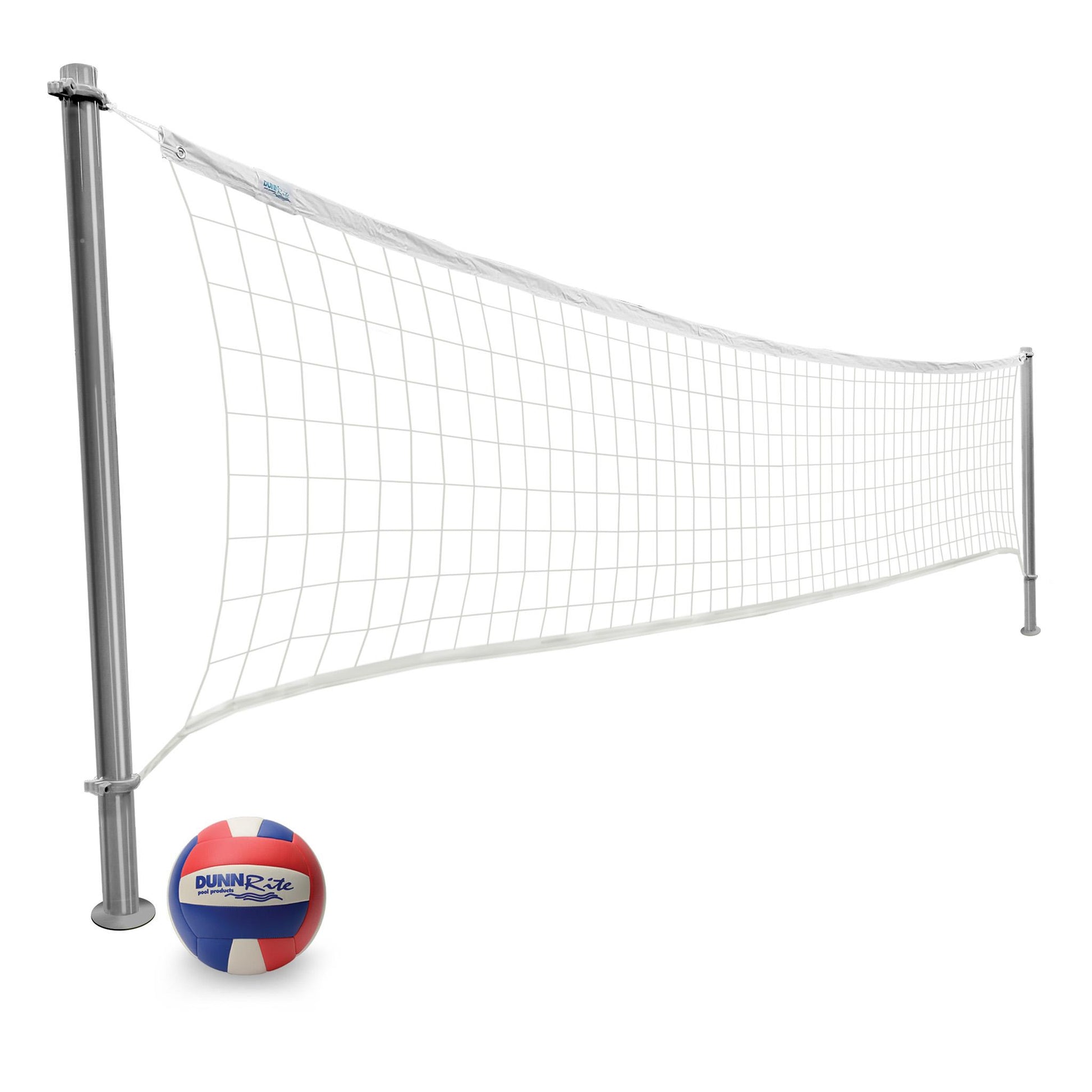 In-ground pool volleyball net with 2 3/8 inch stainless steel posts and waterproof volleyball