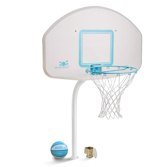 Deck Shoot Deck-Mounted Pool Basketball Hoop, White (2 & 3/8" Post)