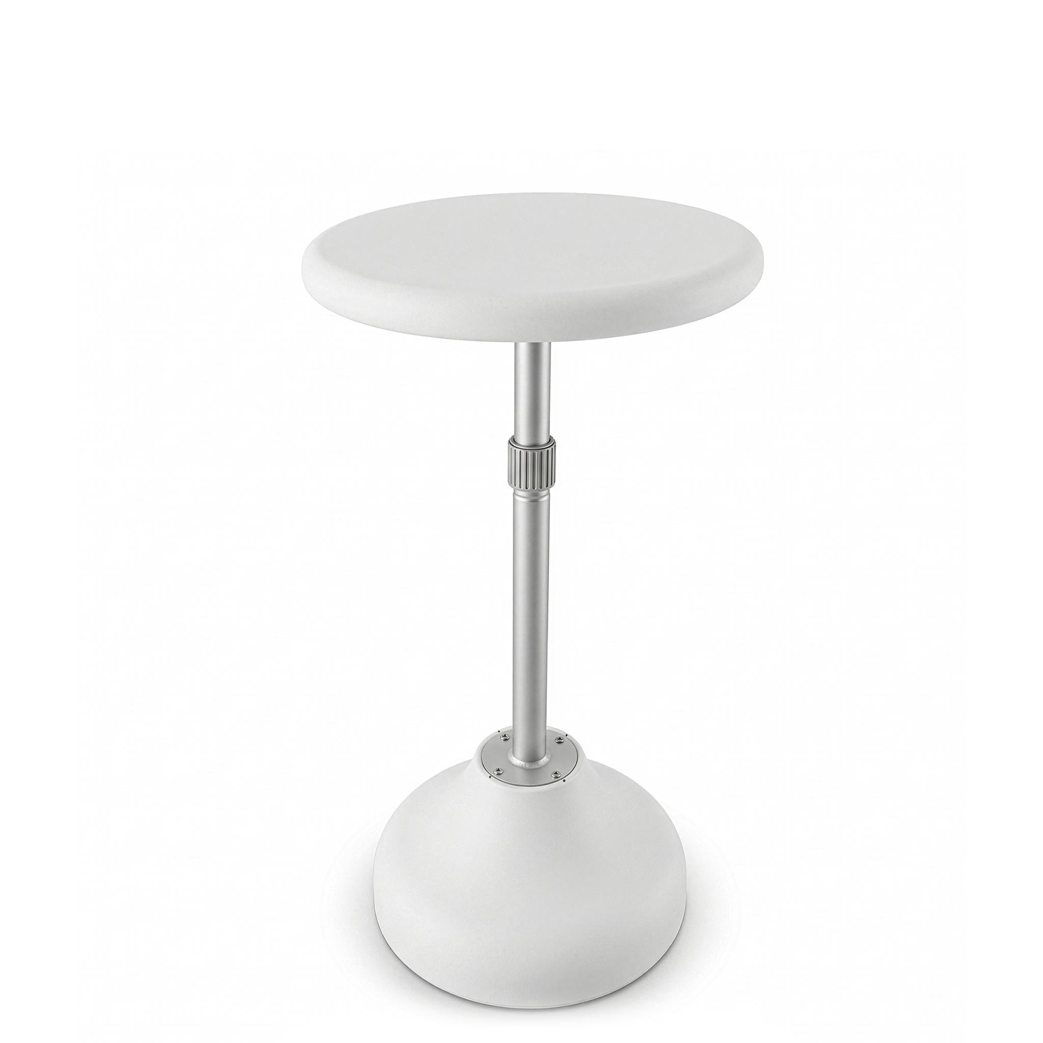 White adjustable pool bar table on a white background