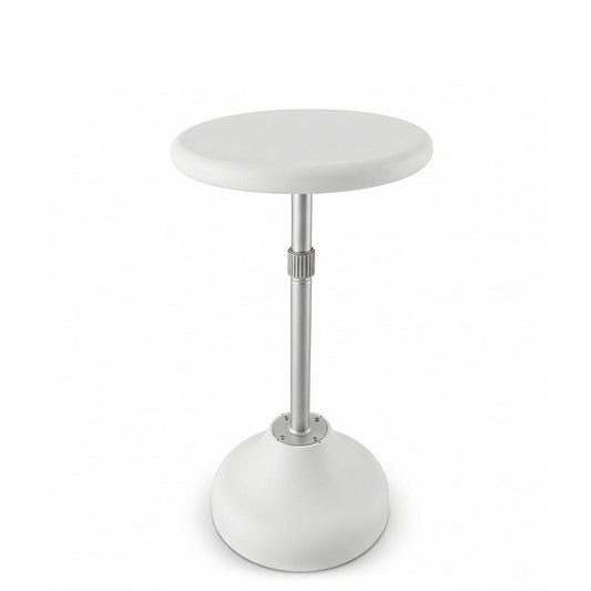 White adjustable pool bar table on a white background