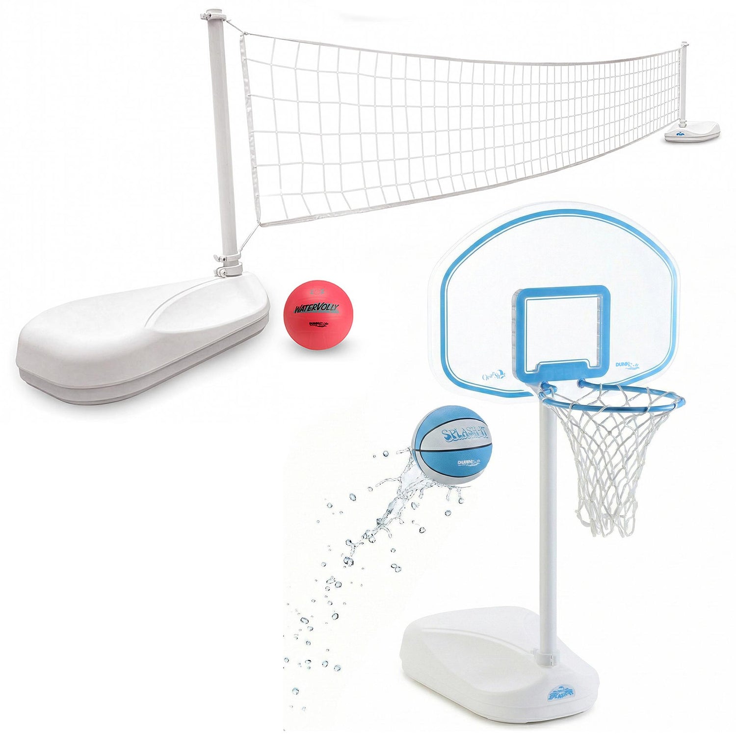 Clear Shot Combo Water-Filled Basketball and Volleyball Pool Game Set