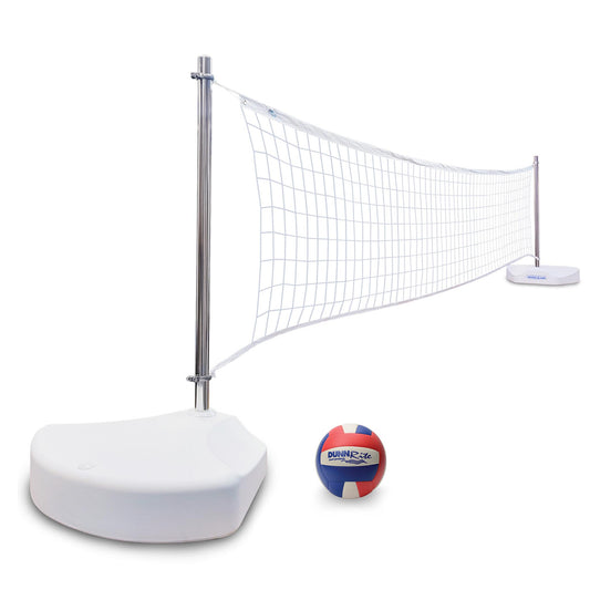 Dunn-Rite Premium pool volleyball set with stainless steel posts and volleyball