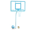 white and blue deck mounted pool basketball hoop with white and blue basketball