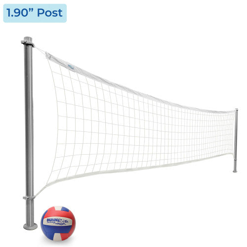 1.90 inch deck-mounted pool volleyball net system with red white blue ball