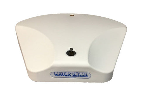 Water-filled base for WaterVolly pool volleyball set – compact design with fill cap and anchor point