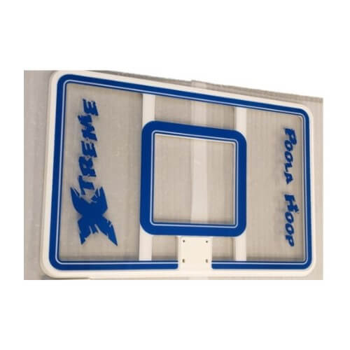 Blue and white XTREME Pool Hoop backboard with bold lettering and pro-style rectangular design