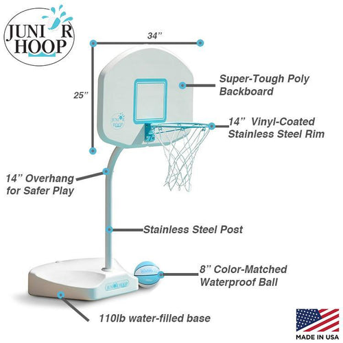 Junior Hoop Pool Basketball Hoop, White specifications