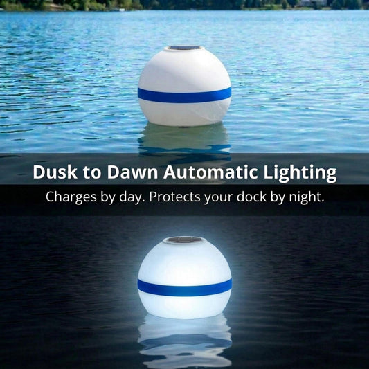 Solar Powered Self-Illuminating Buoy With Light Engine - 14" - Mooring (White & Blue)