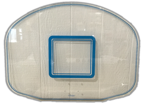 Clear acrylic pool basketball backboard with blue target box – regulation size replacement backboard