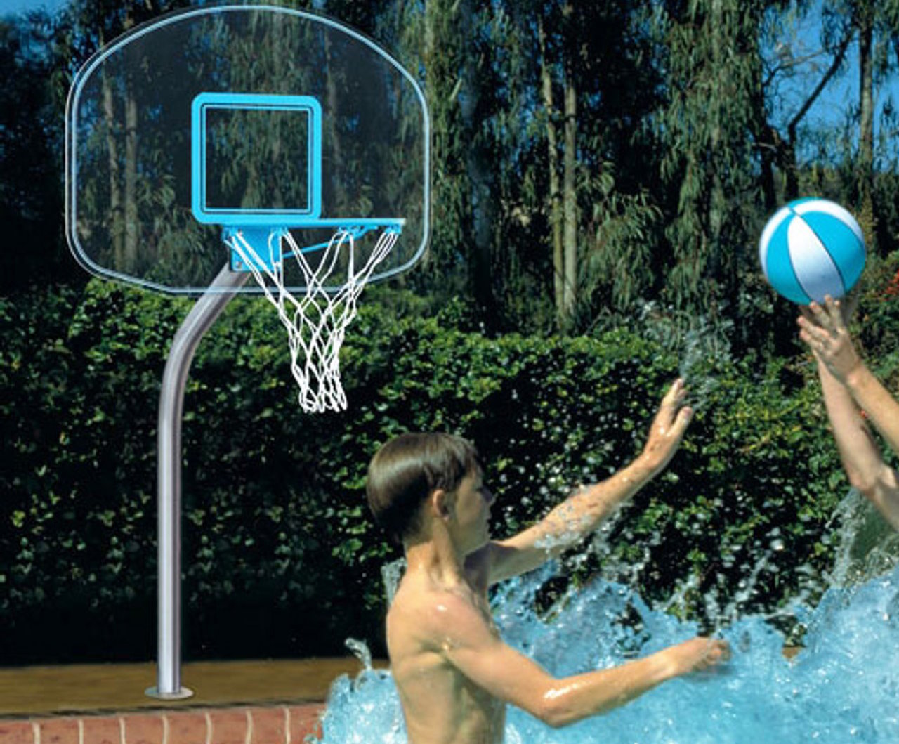 Pool Basketball Hoop & Pool Volleyball - Dunn Rite - Clear Hoop Jr.