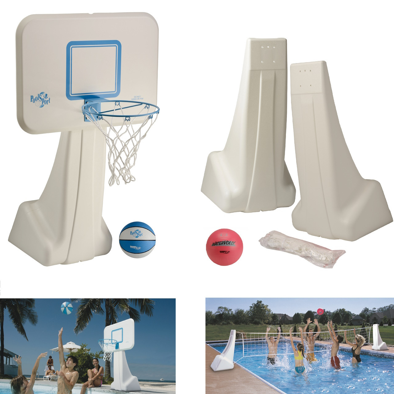 PoolSport Stainless Combo Reviews - Pool Basketball Hoop & Pool Volleyball Unit